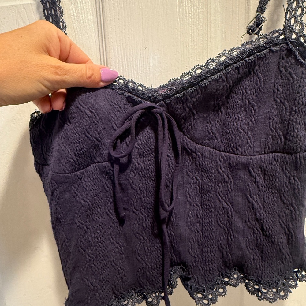 Edikted Dark Purple Lace Top